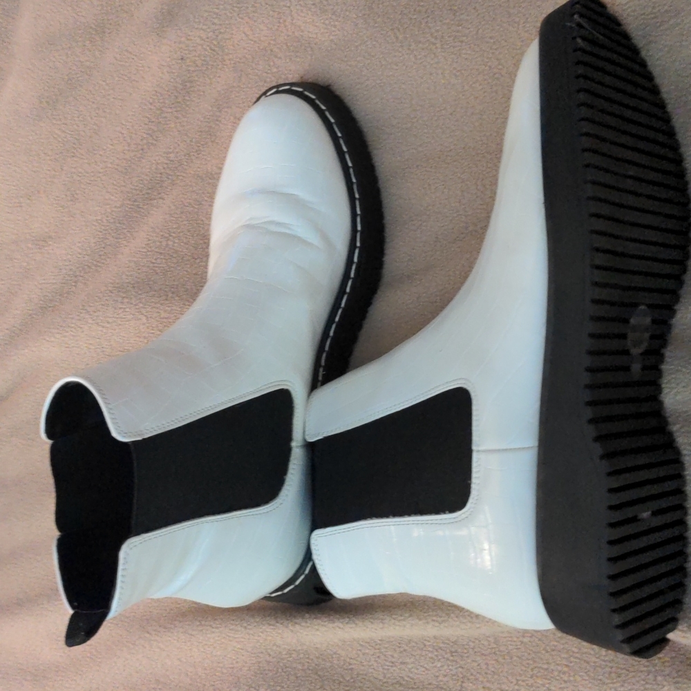 Patent White Chelsea Boot- Size 10